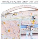 Bible Cover Case for Women,Cotton Bible Cover for Men Women with Handle,Purple Bible Book Cover,Bible Bag Floral,Carrying Case Bible Protective (Blue pin, M)