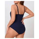 Beautife Womens Plus Size Tankini Swimsuits Tummy Control Full Coverage Two Piece Bathing Suits with High Waisted Bottom