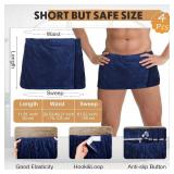 Mixweer 4 Pcs Mens Wearable Bath Towel Wrap Short Pants 11.81' Mens Towel Shower Wrap with Closure for Bathroom Shower Spa Gym(Dark Blue,Coral Fleece)
