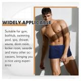 Mixweer 4 Pcs Mens Wearable Bath Towel Wrap Short Pants 11.81' Mens Towel Shower Wrap with Closure for Bathroom Shower Spa Gym(Dark Blue,Coral Fleece)