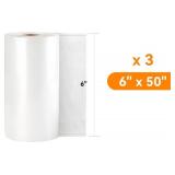 2024 New 6\' x 50' 3 Rolls, Vacuum Sealer Rolls Bags for Food, Great for Food Storage, Sous Vide and Meal Prep, Wevac Lite