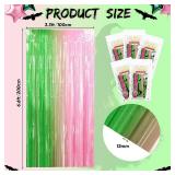 Witch Party Decorations 3.28 x 6.56 ft Pink and Green Tinsel Foil Fringe Curtains Witch Birthday Party Supplies Movie Party Backdrop for Baby Shower Decorations Photo Props(5 Pcs)