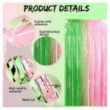 Witch Party Decorations 3.28 x 6.56 ft Pink and Green Tinsel Foil Fringe Curtains Witch Birthday Party Supplies Movie Party Backdrop for Baby Shower Decorations Photo Props(5 Pcs)