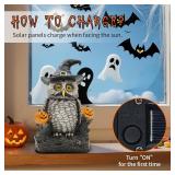 Owl Halloween Indoor Decoration: 8.9' Witch Hat Owl Ornament with Solar Pumpkins & Eyes for Home Fireplace Office Party Perfect Collectible Figurines Gift for Gothic Lovers