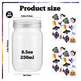 CIEOVO 15PCS Halloween Candy Jars Containers with Lid and Halloween Pumpkin Ghost Sticker Decoration for Halloween DIY Sugar Storage Dish Craft Trick or Treat Party Favor Gift