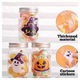 CIEOVO 15PCS Halloween Candy Jars Containers with Lid and Halloween Pumpkin Ghost Sticker Decoration for Halloween DIY Sugar Storage Dish Craft Trick or Treat Party Favor Gift