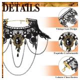 Toulite 4 Pcs Halloween Witch Costume Accessories Full Length Sheer Black Hooded Cape Gothic Necklace Bracelet Earrings Vampire Accessories for Women