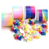All Type Curling Ribbon in Assorted Colors for Gift Wrap and Balloon String (4 Big Rolls, Rainbow)