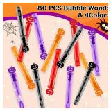 Letapapa 80 PCS Bubble Wands, Halloween Party Favors for Kids, Halloween Kids Goodie Bag Stuffers, Great Halloween Treats Toys, Girls Boys Classroom Prizes (4 Colors)