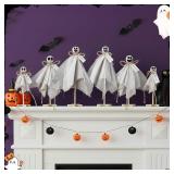 6 Pcs Halloween Primitive Ghost Table Decor, Rustic Ghost Wooden Stand Sign Boho Farmhouse Wood Spooky Table Centerpieces for Halloween Office Indoor Party Decoration Supplies (Mixed Style)