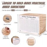 Piggy Bank for Kids and Adults, Wooden Money Saving Box for Cash, Unbreakable Piggy Bank for $10000 $5000 $3000 $1000 $800 $500 Target Money Saving Challenge.(Burly Wood)