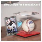 NIUBEE Baseball Display Stand and Card Holder, Acrylic Baseball Stand with Red Base, Suitable for Golf Ball, Softball, Tennis Ball (2-Pack)