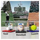 NIUBEE Baseball Display Stand and Card Holder, Acrylic Baseball Stand with Red Base, Suitable for Golf Ball, Softball, Tennis Ball (2-Pack)