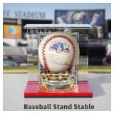 NIUBEE Baseball Display Stand and Card Holder, Acrylic Baseball Stand with Red Base, Suitable for Golf Ball, Softball, Tennis Ball (2-Pack)
