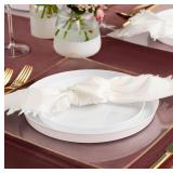 PLASTICPRO 30 White Plastic Plates 8 inch High Edge Elegant Heavyweight Plastic Disposable Dinner Plates Fancy Party Plates