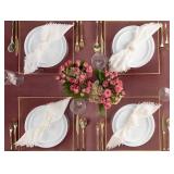 PLASTICPRO 30 White Plastic Plates 8 inch High Edge Elegant Heavyweight Plastic Disposable Dinner Plates Fancy Party Plates