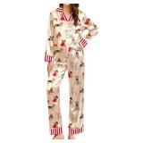 Ekouaer Silk Pajamas for Women Long Sleeve Satin Pajama Set Silky Pj Sets 2 Piece Button Down Loungewear Sleepwear
