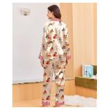 Ekouaer Silk Pajamas for Women Long Sleeve Satin Pajama Set Silky Pj Sets 2 Piece Button Down Loungewear Sleepwear