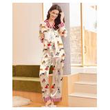 Ekouaer Silk Pajamas for Women Long Sleeve Satin Pajama Set Silky Pj Sets 2 Piece Button Down Loungewear Sleepwear