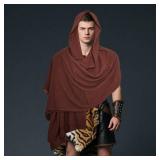 Fumwase Medieval Cloak with Hood Cowl Hooded Shawl Renaissance Cape Post-Apocalyptic Costume for Men Women Halloween Cosplay (Brown)