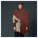 Fumwase Medieval Cloak with Hood Cowl Hooded Shawl Renaissance Cape Post-Apocalyptic Costume for Men Women Halloween Cosplay (Brown)