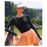 RUNNING GIRL Long Sleeve Workout Tops for Women Soft Crew Neck Basic Tight Cropped Top Casual Seamless Shirt