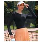 RUNNING GIRL Long Sleeve Workout Tops for Women Soft Crew Neck Basic Tight Cropped Top Casual Seamless Shirt
