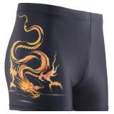 Men's Square Leg Swimsuit Jammer Shorts Athletic Men Swimwear Black Print Swim