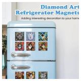 Puraikcmi 16 Pcs Black Cat Diamond Painting Magnets Kits,Cute Diamond Art Fridge Magnet Refrigerator Sticker for Beginners Adults DIY Art Craft Gifts Home Decors (Cat and Flower Magnets)