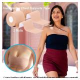Boob Tape Set, 2 Rolls Boobtapes for Large Breasts A-G Cup, with 2 Types of Nipple Covers, Fashion Stretchable Tit Tape Stick on Bra Beige