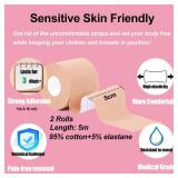 Boob Tape Set, 2 Rolls Boobtapes for Large Breasts A-G Cup, with 2 Types of Nipple Covers, Fashion Stretchable Tit Tape Stick on Bra Beige