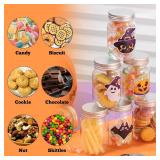CIEOVO 15PCS Halloween Candy Jars Containers with Lid and Halloween Pumpkin Ghost Sticker Decoration for Halloween DIY Sugar Storage Dish Craft Trick or Treat Party Favor Gift