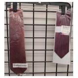 APPEARS NEW - USA Made Burgundy Striped Clip-On Tie S0302D and Edwards Burgundy Tie