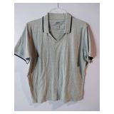 APPEARS NEW - Port Authority Gray Cotton Polo Shirt with Black/White Detail on Collar and Sleeve (Size XL) 2 Pack