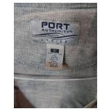 APPEARS NEW - Port Authority Gray Cotton Polo Shirt with Black/White Detail on Collar and Sleeve (Size XL) 2 Pack
