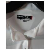 APPEARS NEW - Sport-Tek Port Authority Ladies Polo Shirts, Black & White (Size Medium) 2 Pack