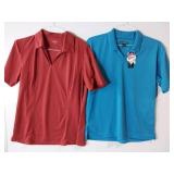 APPEARS NEW - Edwards & Blue Generation Ladies Polo Shirts Set, Red & Blue (Size Large) 2 Pack