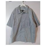 APPEARS NEW - Edwards Gray Striped Short Sleeve Work Shirt (Size Large)