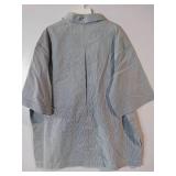 APPEARS NEW - Edwards Gray Striped Short Sleeve Work Shirt (Size Large)