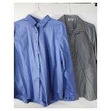 APPEARS NEW - Edwards Womens Button Down Dress Shirts - Blue and Gray Set (Size Large)