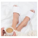 APPEARS NEW - White Terry Cloth Hotel Slippers (Size 8-9)