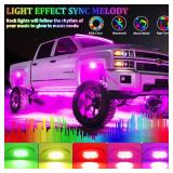 4 Pods RGB LED Rock Lights, Underglow Multicolor Neon Light Kit, Wheel Well Light with APP Control & Music Mode, Under Glow Lights for Trucks, Jeep, SUV, Golf Cart, ATV, Pickup Off Road,12V - Retail: 4 Pods RGB LED Rock Lights, Underglow Multicolor Neon Light Kit, Wheel Well Light with APP Control & Music Mode, Under Glow Lights for Trucks, Jeep, SUV, Golf Cart, ATV, Pickup Off Road,12V - Retail: