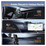 3 in 1 Phone Holders for Your Car, Car Phone Holder Mount [Strongest Suction] 360Â° Adjustable Cell Phone Holders for Car Phone Stand Car Mount for iPhone, Samsung, Google, More Smartphones - Retail