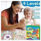 Phonics Puzzle Cards Level 1-4, Learn to Read Rhyming Games Phonics Flash Cards Spelling CVC Words, Digraphs Blends, Long Vowel, Silent E, Trigraphs Sight Words for Toddlers Kids Kindergarten - Retail Phonics Puzzle Cards Level 1-4, Learn to Read Rhyming Games Phonics Flash Cards Spelling CVC Words, Digraphs Blends, Long Vowel, Silent E, Trigraphs Sight Words for Toddlers Kids Kindergarten - Retail
