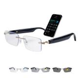 AI Smart Glasses for Men & Women Spring-Hinged Bluetooth 6.0 Smart Glasses with 164 Languages (Real-Time Translation), Photochromic Lens Free App Rimless AI Translator Glasses for Work/Travel (Black - AI Smart Glasses for Men & Women Spring-Hinged Bluetooth 6.0 Smart Glasses with 164 Languages (Real-Time Translation), Photochromic Lens Free App Rimless AI Translator Glasses for Work/Travel (Black -