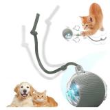 Interactive Electric Automatic Rolling Moving USB Rechargeable Self Activated Play Stimulation Toy Smart Chase Teaser Ball with Speedy Tail Rope for Bored Adult Indoor Cats and Dogs, Grey - Retail: $2 Interactive Electric Automatic Rolling Moving USB Rechargeable Self Activated Play Stimulation Toy Smart Chase Teaser Ball with Speedy Tail Rope for Bored Adult Indoor Cats and Dogs, Grey - Retail: $2