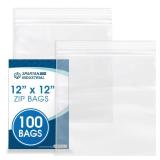 Spartan Industrial - 12 X 12 (100 Count) 2 Mil Clear ReSealable Zip Plastic Poly Bags with Resealable Lock Seal Zipper - Retail: $20 Spartan Industrial - 12 X 12 (100 Count) 2 Mil Clear ReSealable Zip Plastic Poly Bags with Resealable Lock Seal Zipper - Retail: $20