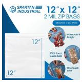 Spartan Industrial - 12 X 12 (100 Count) 2 Mil Clear ReSealable Zip Plastic Poly Bags with Resealable Lock Seal Zipper - Retail: $20 Spartan Industrial - 12 X 12 (100 Count) 2 Mil Clear ReSealable Zip Plastic Poly Bags with Resealable Lock Seal Zipper - Retail: $20