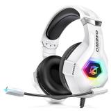 Gaming Headset for PC, Ps4, Ps5, Xbox Headset with 7.1 Surround Sound Gaming Headphones with Noise Canceling Mic, LED Light Over Ear Headphones for Switch, Xbox Series X/S, Laptop, Mobile White - Reta Gaming Headset for PC, Ps4, Ps5, Xbox Headset with 7.1 Surround Sound Gaming Headphones with Noise Canceling Mic, LED Light Over Ear Headphones for Switch, Xbox Series X/S, Laptop, Mobile White - Reta