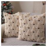 Christmas Pillow Covers 16x16 inch Set of 2 Xmas Decorations Soft Plush Faux Fur Wool Beige Christmas Tree Throw Pillow Cases Winter Holiday Decor for Sofa Living Room PT-002C16 - Retail: $15 Christmas Pillow Covers 16x16 inch Set of 2 Xmas Decorations Soft Plush Faux Fur Wool Beige Christmas Tree Throw Pillow Cases Winter Holiday Decor for Sofa Living Room PT-002C16 - Retail: $15